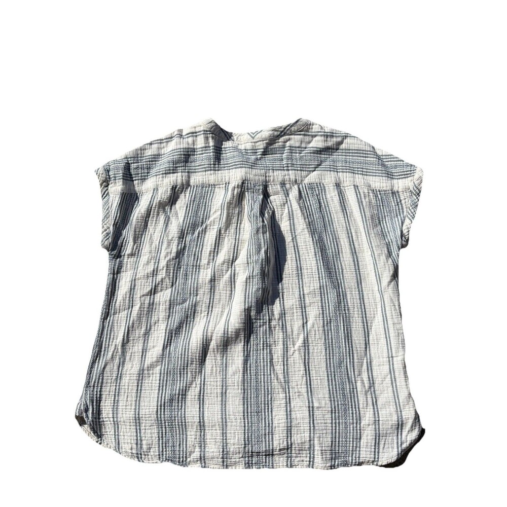 Faherty Dream Organic Cotton Gauze Desmond Top Size Large Cream Tidal Wave Dobby - Picture 8 of 13